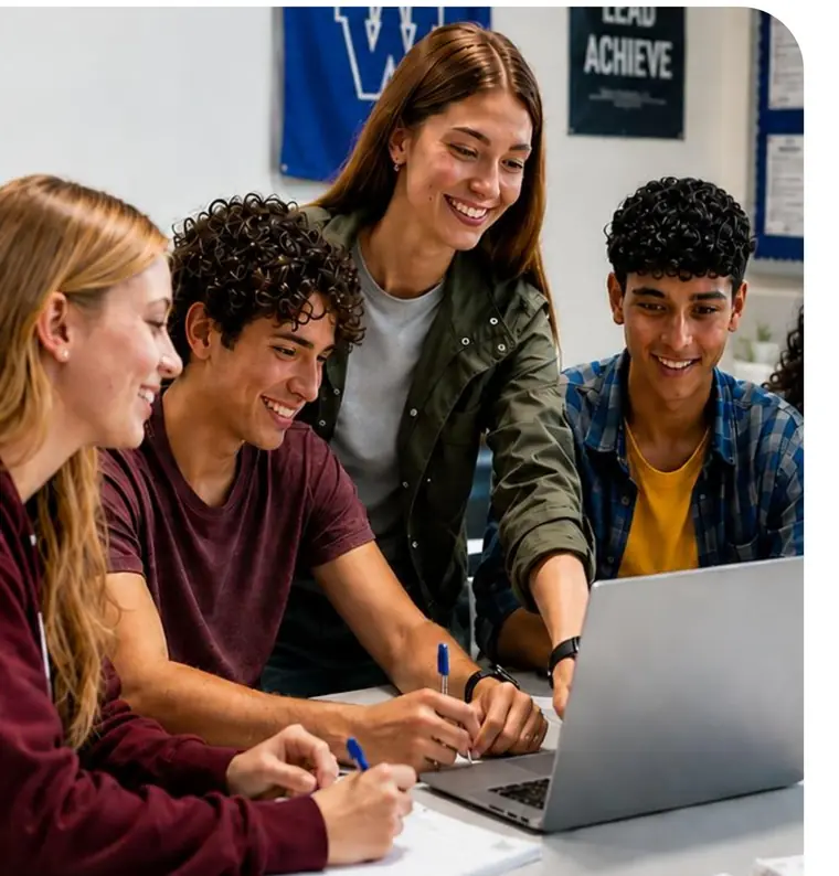 Students working through an AI literacy activity